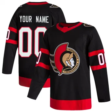 Black Men's Custom Authentic Ottawa Senators 2020/21 Home Jersey