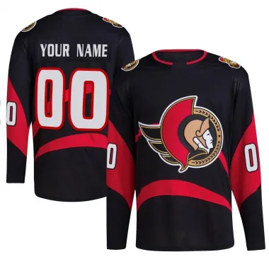 Black Men's Custom Authentic Ottawa Senators Reverse Retro 2.0 Jersey