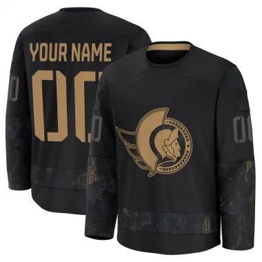 Black Youth Custom Premium Ottawa Senators 2024 Military Appreciation Practice Jersey