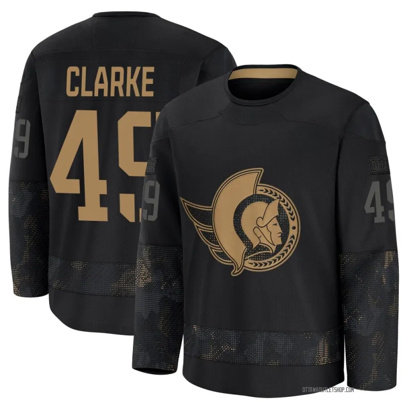 Black Youth Graeme Clarke Premium Ottawa Senators 2024 Military Appreciation Practice Jersey