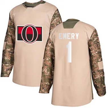 Camo Men's Ray Emery Authentic Ottawa Senators Veterans Day Practice Jersey