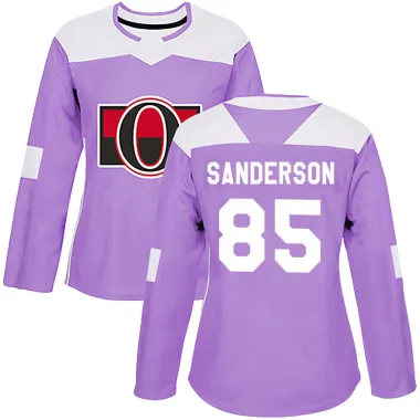Purple Women's Jake Sanderson Authentic Ottawa Senators Fights Cancer Practice Jersey
