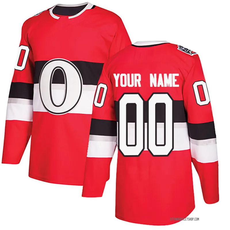 Red Men's Custom Authentic Ottawa Senators 2017 100 Classic Jersey