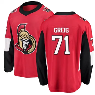 Red Men's Ridly Greig Breakaway Ottawa Senators Home Jersey