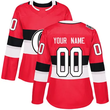 Red Women's Custom Authentic Ottawa Senators 2017 100 Classic Jersey