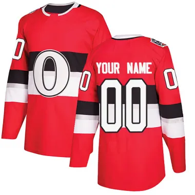 Red Youth Custom Authentic Ottawa Senators 2017 100 Classic Jersey
